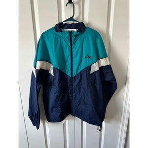 Men's ASICS Windbreaker Jacket L Teal Navy White